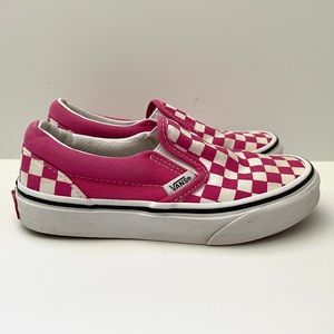 Vans Pink White Checkered Slip Ons
